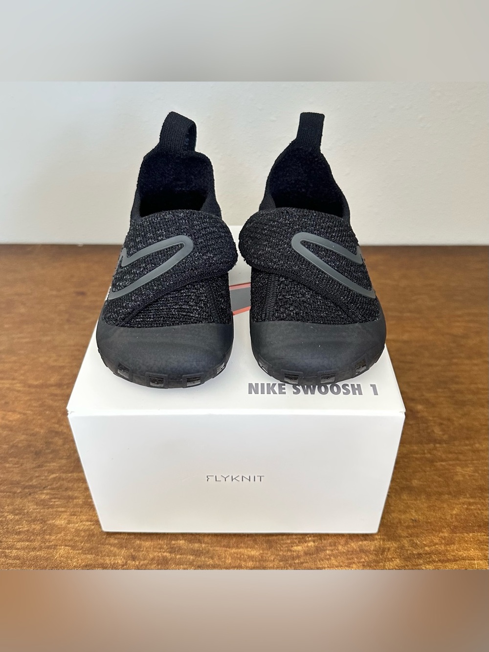 Nike Swoosh 1 Flyknit Black/Anthracite Baby TD Toddler Size 7c FB3244 003 New